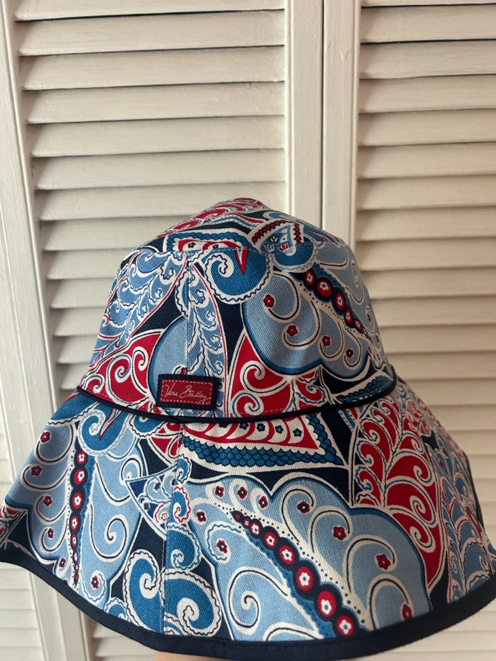 Vera Bradley Red, Navy & Light Blue Paisley Bucket Hat